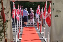 Gæsterne mødes af en flag-allé